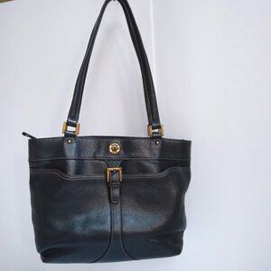 Etienne Aigner Roomy Black Pebbled Leather Shoulder Bag Vintage Western Look
